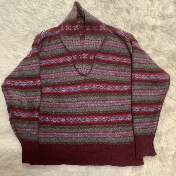 Burberrys Made in Scotland Fair Isle Wool Shawl Collar Sweater L Vintage 70s-80s - Picture 12 of 15